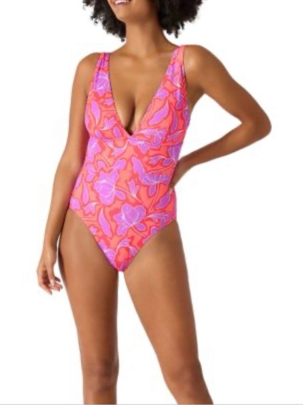 Tommy Bahama Size 14 Palm Modern Blissful One Piece Plunge Swimsuit